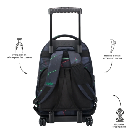 Mochila escolar con ruedas Totto Renglones Fractal