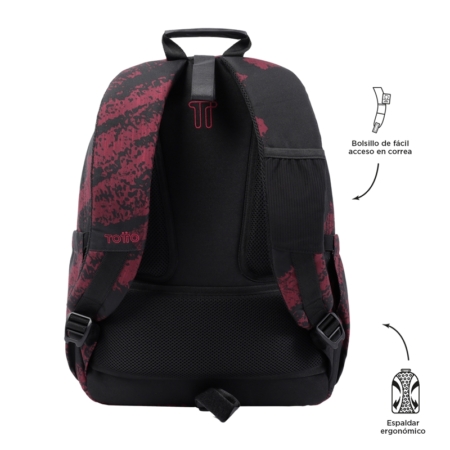 Mochila escolar Totto Acuareles Tiza roja