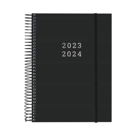 Agenda escolar 2023-2024 Finocam 18 meses E10 2 días página Espiral Negro