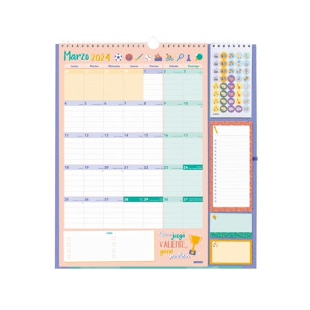 Calendario de pared 2023-2024 16 meses Plus mes vista familiar