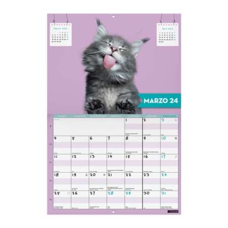 Calendario de pared 2023-2024 16 meses 300x225 mm mes vista imágenes cats