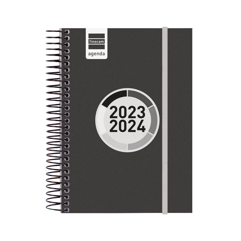 Agenda escolar 2023-2024 Finocam E8 1 día página Espir Label Negro
