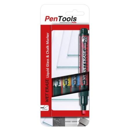 Blíster de 4 rotuladores de tiza líquida Pentel Wet Erase