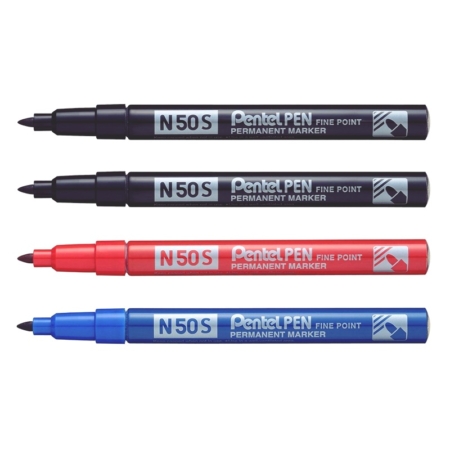 Blíster de 4 rotuladores permanentes de punta cónica Pentel Pen N50S