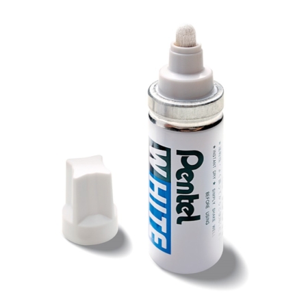 Blíster de 1 marcador permanente con punta cónica blanco Pentel White 100W