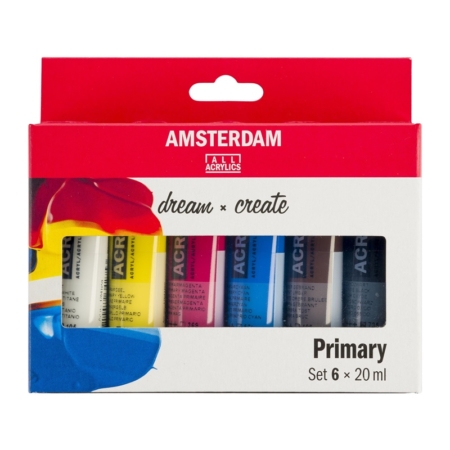 Estuche de 6 tubos de pintura acrílica Amsterdam 20 ml colores primarios