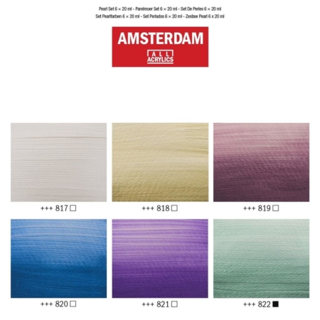 Estuche de 6 tubos de pintura acrílica Amsterdam 20 ml colores nacarados