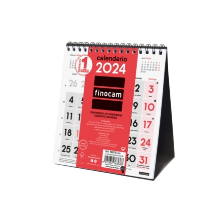 Calendario de sobremesa 2024 Finocam con números grandes XS