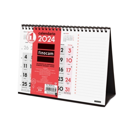 Calendario de sobremesa 2024 Finocam con números grandes y notas S