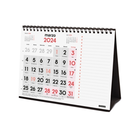 Calendario de sobremesa 2024 Finocam con números grandes y notas S