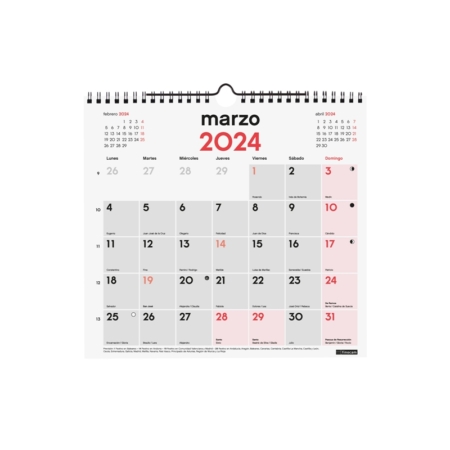 Calendario de pared 2024 Finocam con espacio para escribir M