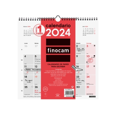 Calendario de pared 2024 Finocam con espacio para escribir 30x30