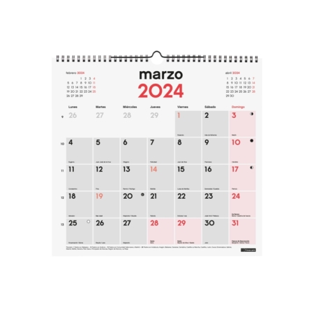 Calendario de pared 2024 Finocam con espacio para escribir L
