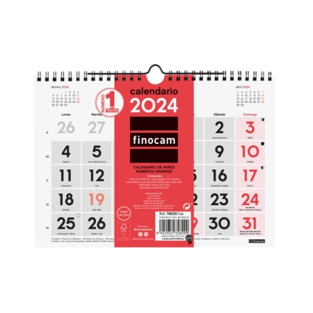 Calendario de pared 2024 Finocam con números grandes S