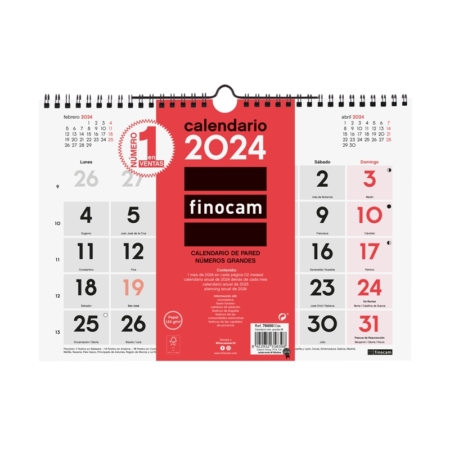 Calendario de pared 2024 Finocam con números grandes M