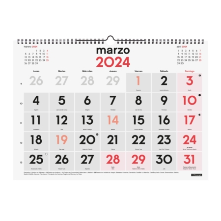 Calendario de pared 2024 Finocam con números grandes L