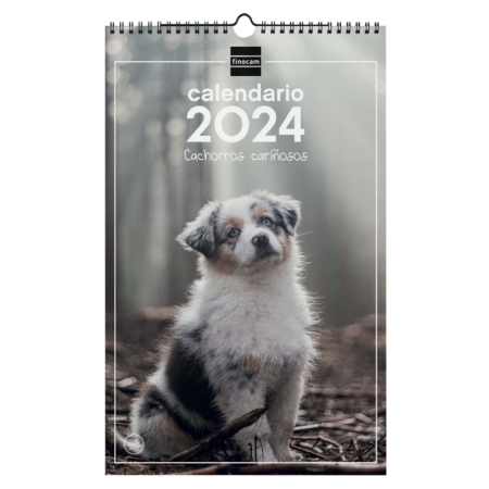 Calendario de pared 2024 Finocam espiral 25x40 cachorros