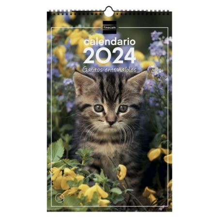 Calendario de pared 2024 Finocam espiral 25x40 gatitos