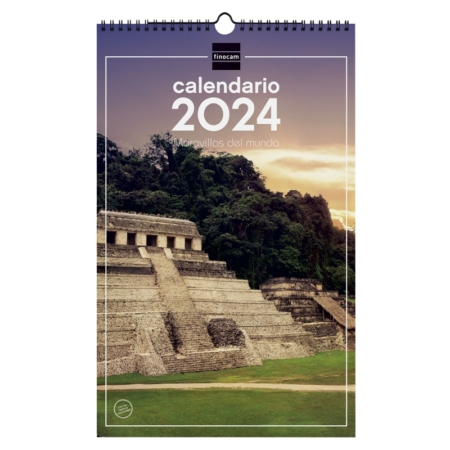 Calendario de pared 2024 Finocam espiral 25x40 Maravillas del mundo