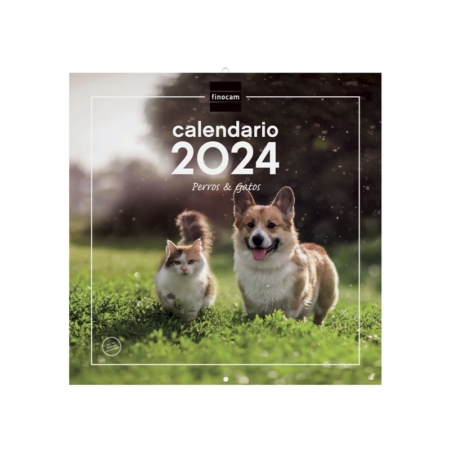 Calendario de pared 2024 Finocam 30x30 perros y gatos