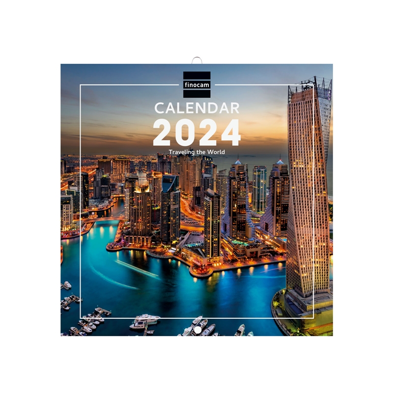 Calendario de pared 2024 Finocam internacional 18x18 traveling