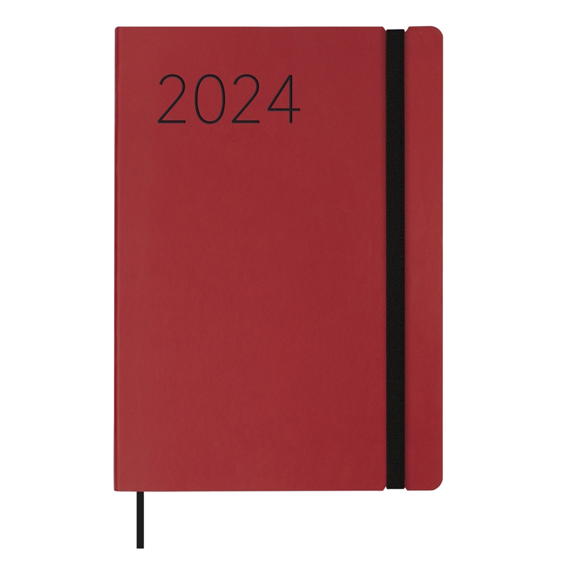 Agenda 2024 Finocam Lisa FA5 semana vista vertical rojo