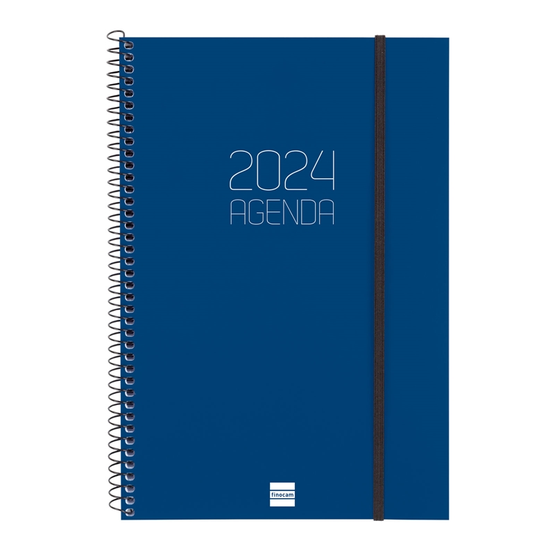 Agenda 2024 Finocam Opaque E11 semana vista vertical azul