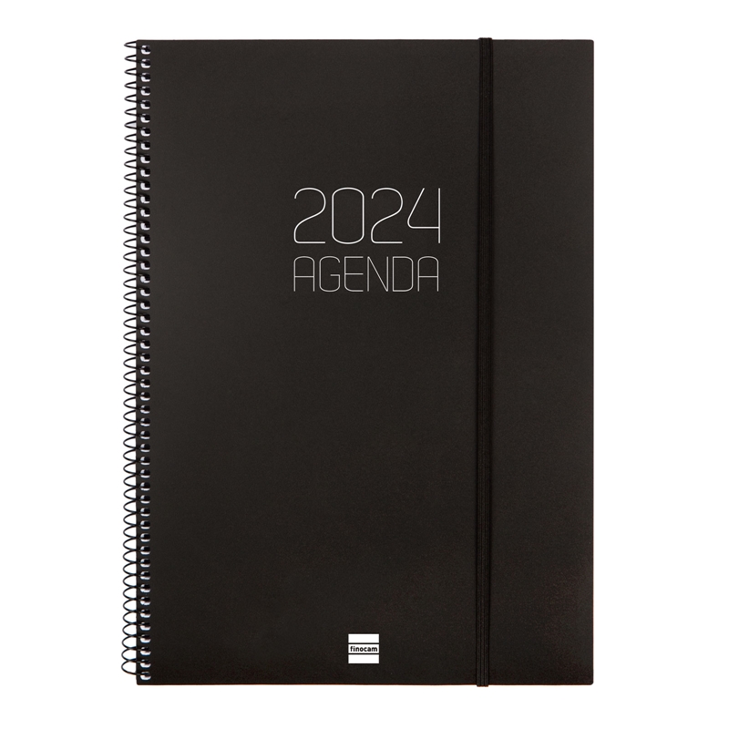 Agenda 2024 Finocam Opaque E40 semana vista vertical negro