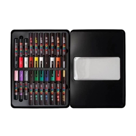 Caja metálica de 20 rotuladores Posca