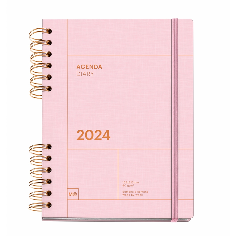 Agenda 2024 Miquelrius wire-o Plus 155 x 213 mm semana vista rosa Basics