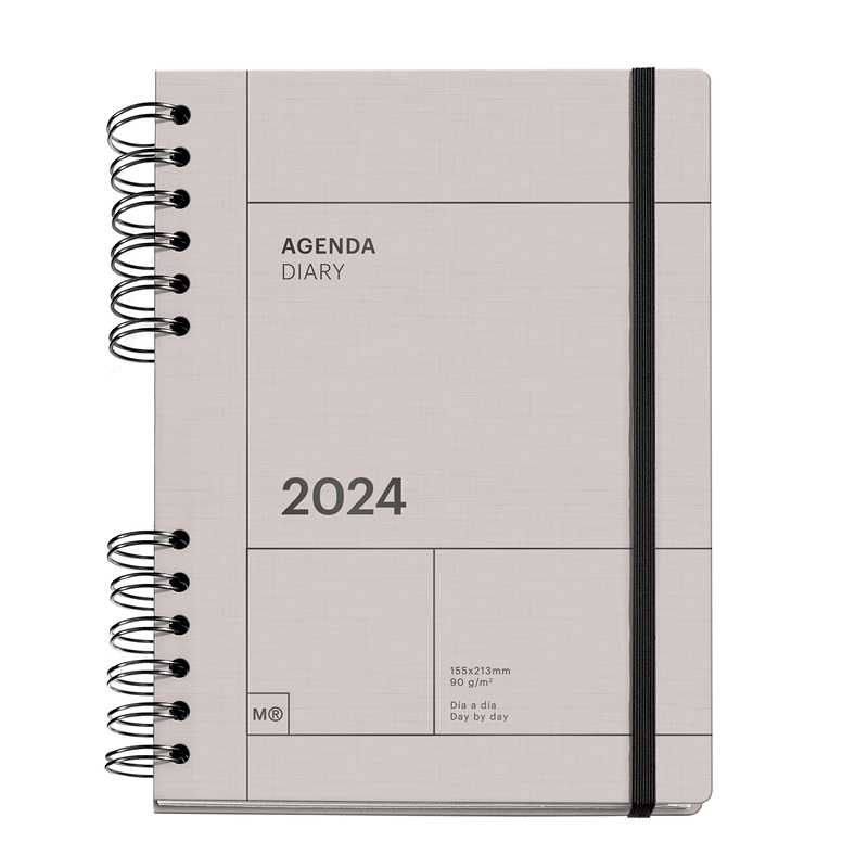 Agenda 2024 Miquelrius wire-o Plus 155 x 213 mm día página gris Basics
