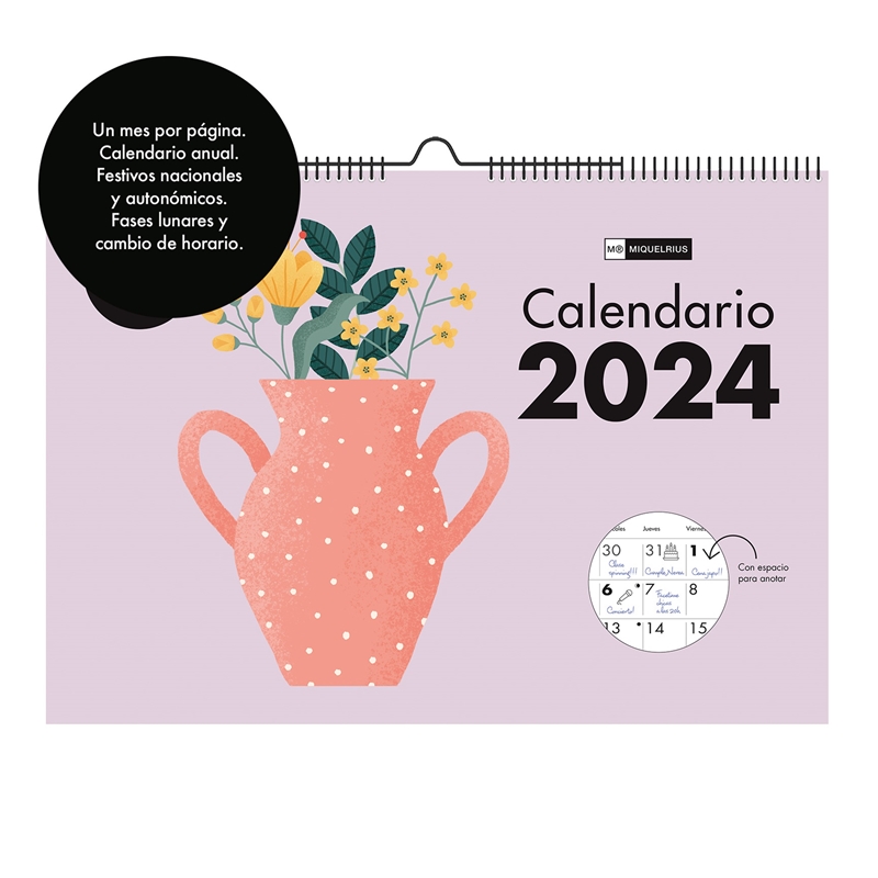 Calendario de pared 2024 Miquelrius A3 Jarrones