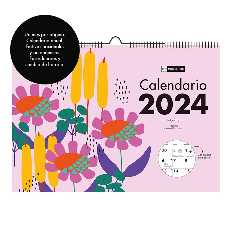 Calendario de pared 2024 Miquelrius A3 Flores