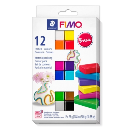 Caja de 12 pastillas de pasta Fimo Soft basic colours