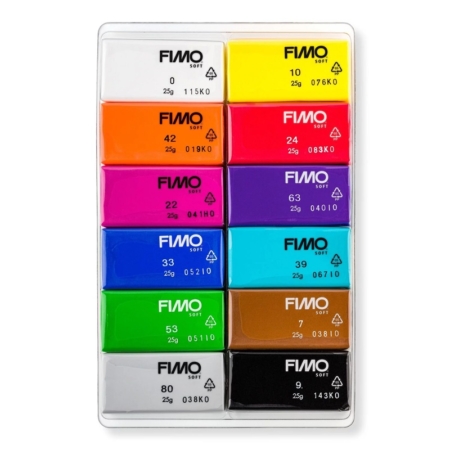 Caja de 12 pastillas de pasta Fimo Soft basic colours