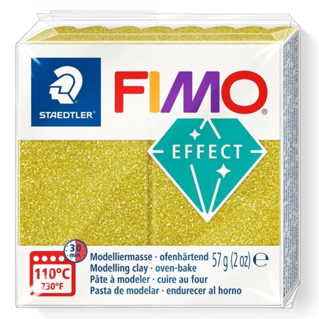 Pastilla de Fimo Effect purpurina oro 57 gramos