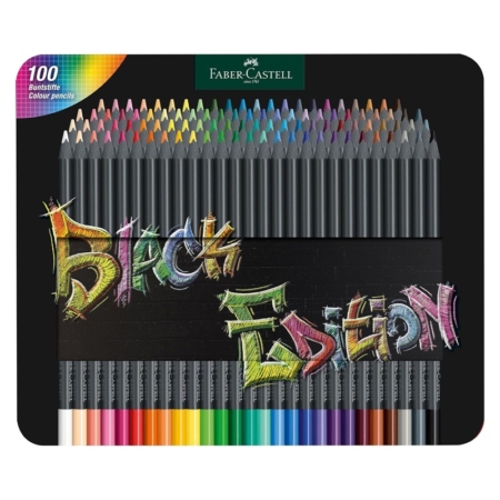 Caja metálica de 100 lápices de colores Black Edition