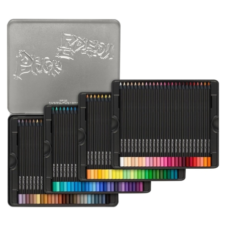 Caja metálica de 100 lápices de colores Black Edition
