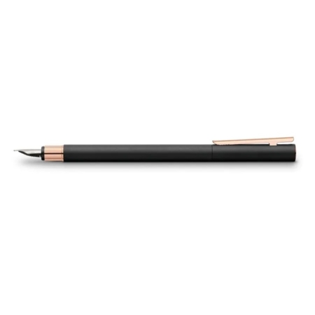Pluma estilográfica metálica negra con oro rosa Neo Slim M