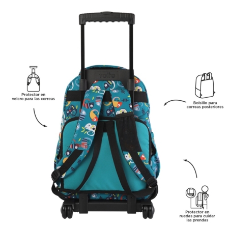 Mochila con ruedas Totto Renglones camaleones