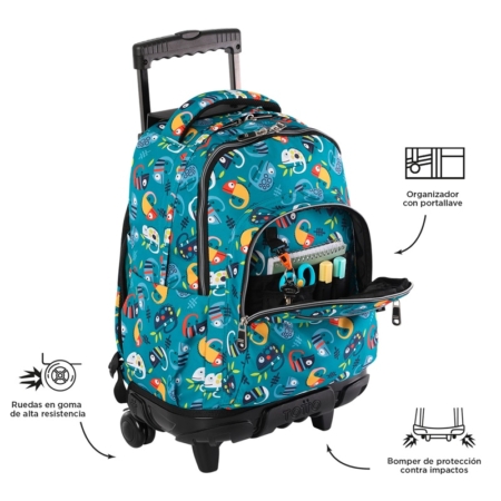 Mochila con ruedas Totto Renglones camaleones
