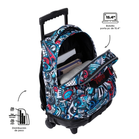 Mochila con ruedas Totto Renglones música