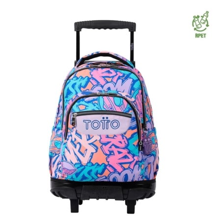 Mochila con ruedas Totto Renglones graffiti rosa