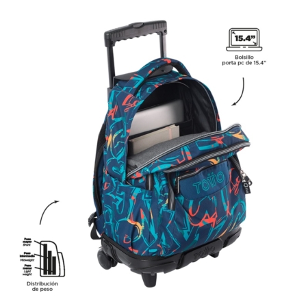 Mochila con ruedas Totto Renglones shock