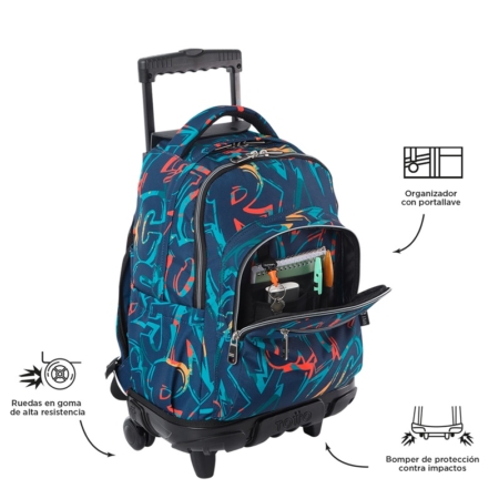 Mochila con ruedas Totto Renglones shock