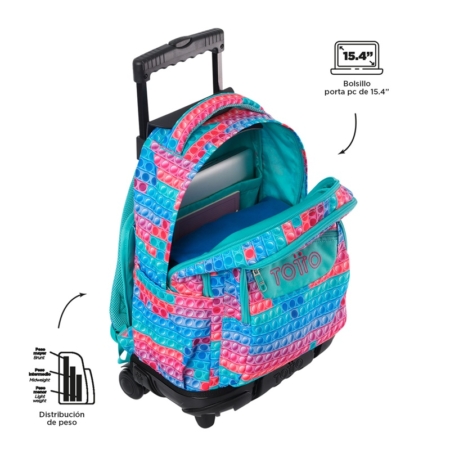 Mochila con ruedas Totto Renglones pop-it