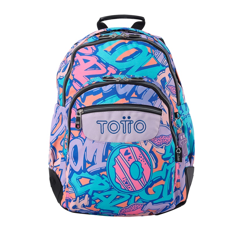 Mochila Totto Rayol graffiti rosa