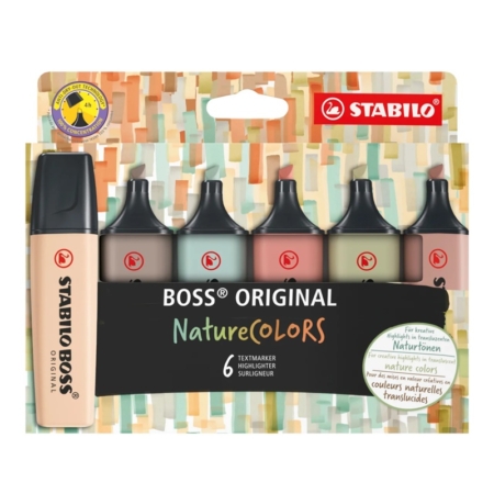 Estuche de 6 rotuladores fluorescentes Stabilo Boss original natureColors