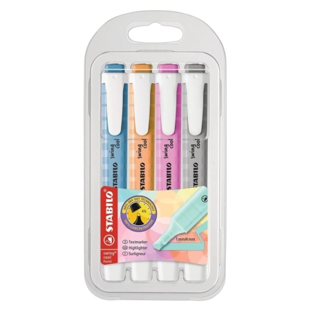 Estuche de 4 rotuladores fluorescentes Stabilo Swing Cool Pastel