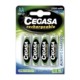 Blíster de 4 pilas recargables AA HR6 2100mAh 1,2V Cegasa